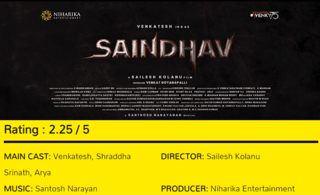 सैंधव मूवी रिव्यू (Saindhav Movie Review) : 9 Saindhav Movie Review